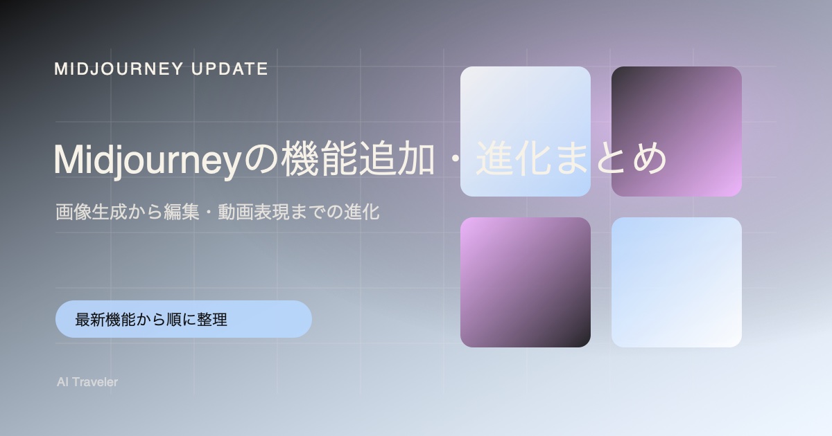 Midjourneyの機能追加・進化まとめ【最新順】のアイキャッチ画像